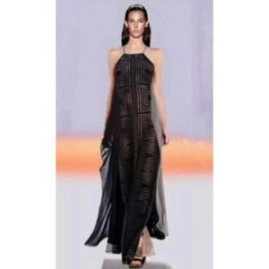 BCBGMaxAzria Black Geometric Maxi Dress